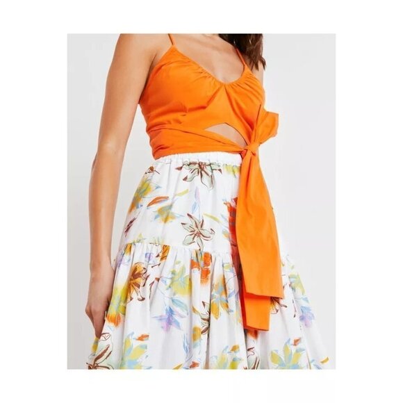 Tanya Taylor Cecil Crop Top in Orange Womens Sleeveless Tank - Picture 1 of 13